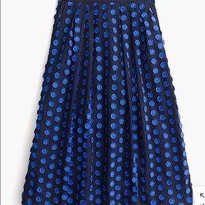 J Crew Blue Midi skirt in fringe dot 12